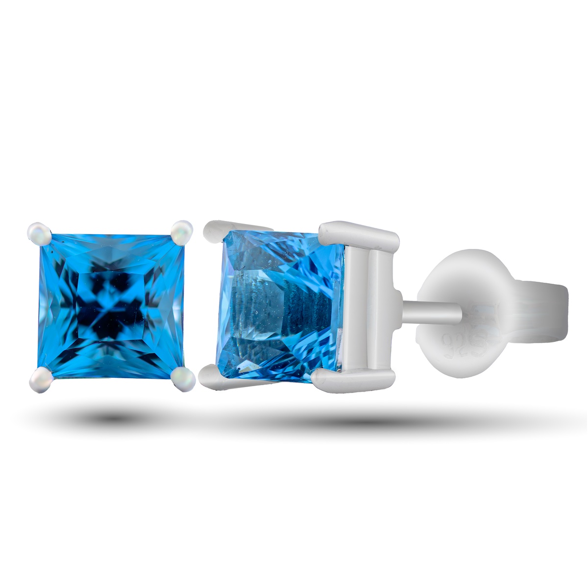 Azure Spark Princess-Cut Swiss Blue Topaz Earrings in Sterling Silver - Image 14