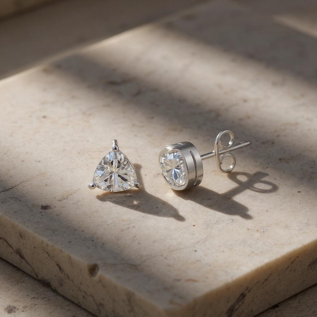 Brilliant Triangle Trillion-Cut White Topaz Stud Earrings in Sterling Silver - Image 9