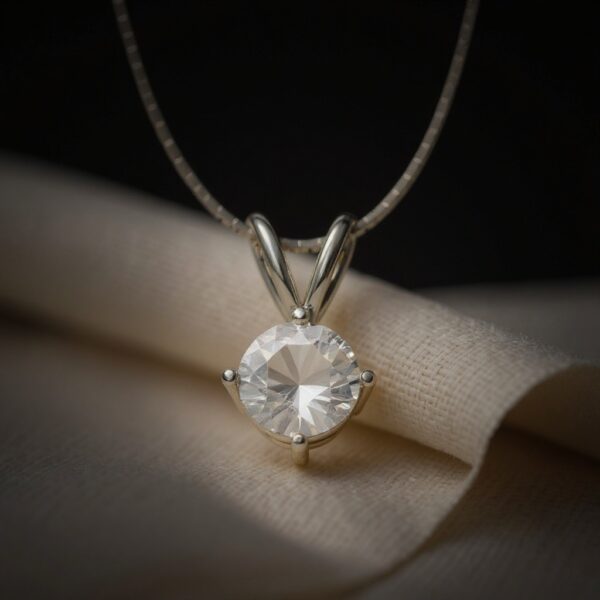 Brilliant Halo Round White Topaz Pendant in Sterling Silver