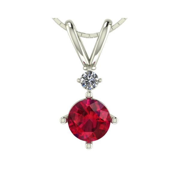 Pigeon Red Ruby Pendant with Cubic Zirconia Accent – Sterling Silver Two-Hook Design