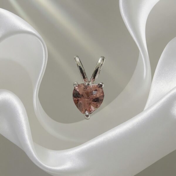 Golden Blush Champagne Morganite Heart Pendant in Rhodium-Plated Sterling Silver