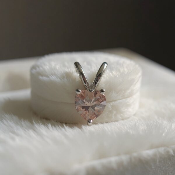 Blush Hear Pink Morganite Pendant in Rhodium-Plated Sterling Silver