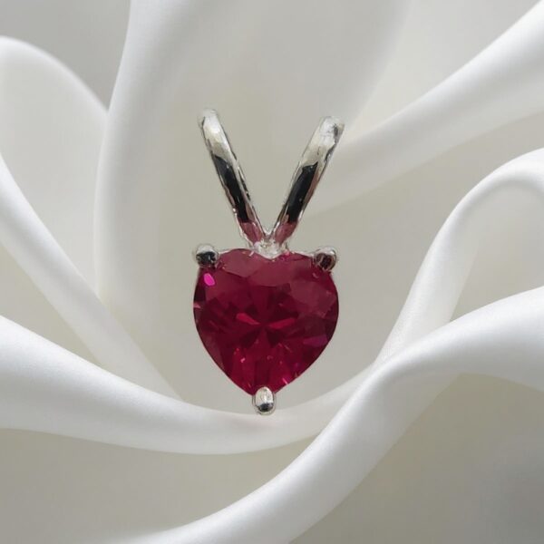 Eternal Love Heart Ruby Pendant in Rhodium-Plated Sterling Silver