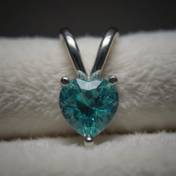 Ocean Heart Aquamarine Heart-Shaped Pendant in Rhodium-Plated Sterling Silver
