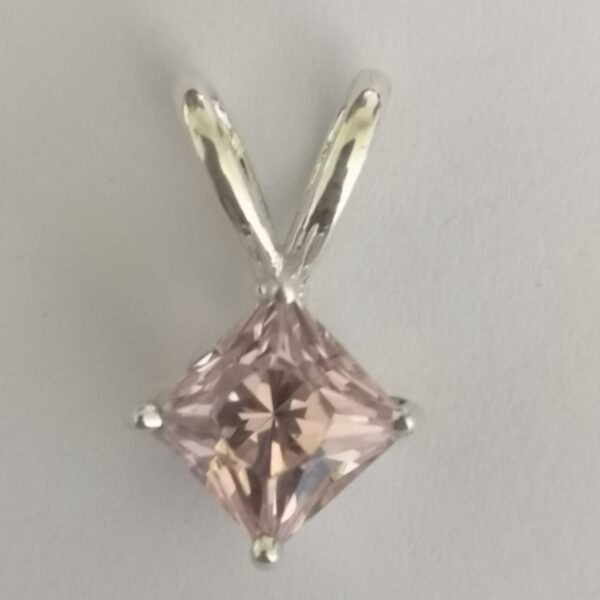 Blush Princes Princess-Cut Pink Morganite Pendant in Rhodium-Plated Sterling Silver