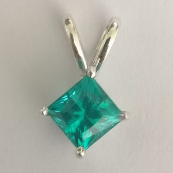 Neon Brilliance Princess-Cut Paraiba Tourmaline Pendant in Rhodium-Plated Sterling Silver